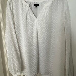 Talbots White Textured Blouse 3X
